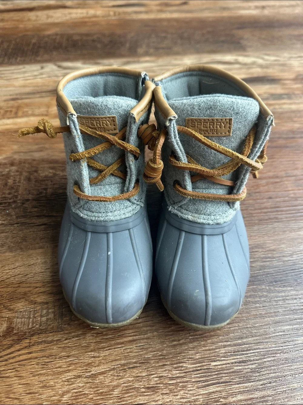 Sperry Kids Gray and Tan Duck Boots